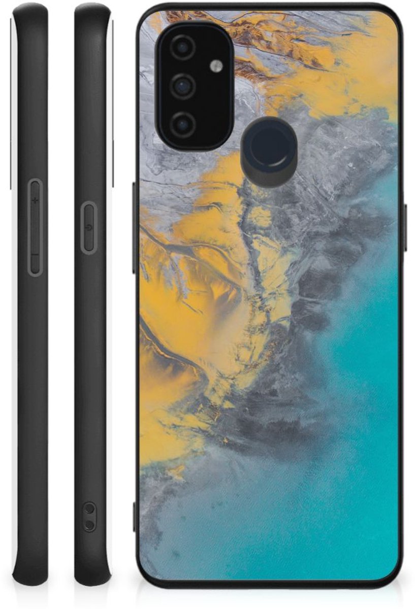 OnePlus Nord N100 Marmeren Print Telefoonhoesje Marble Blue Gold