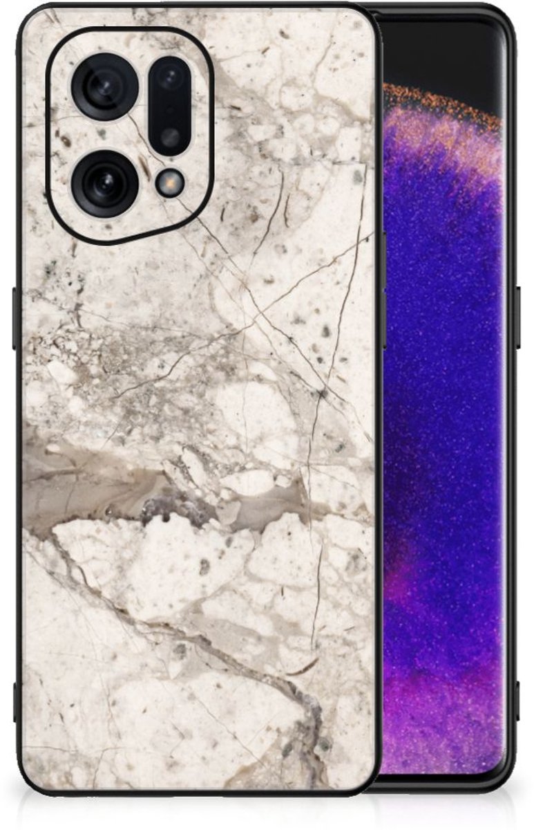 OPPO Find X5 Marmeren Print Telefoonhoesje Marmer Beige