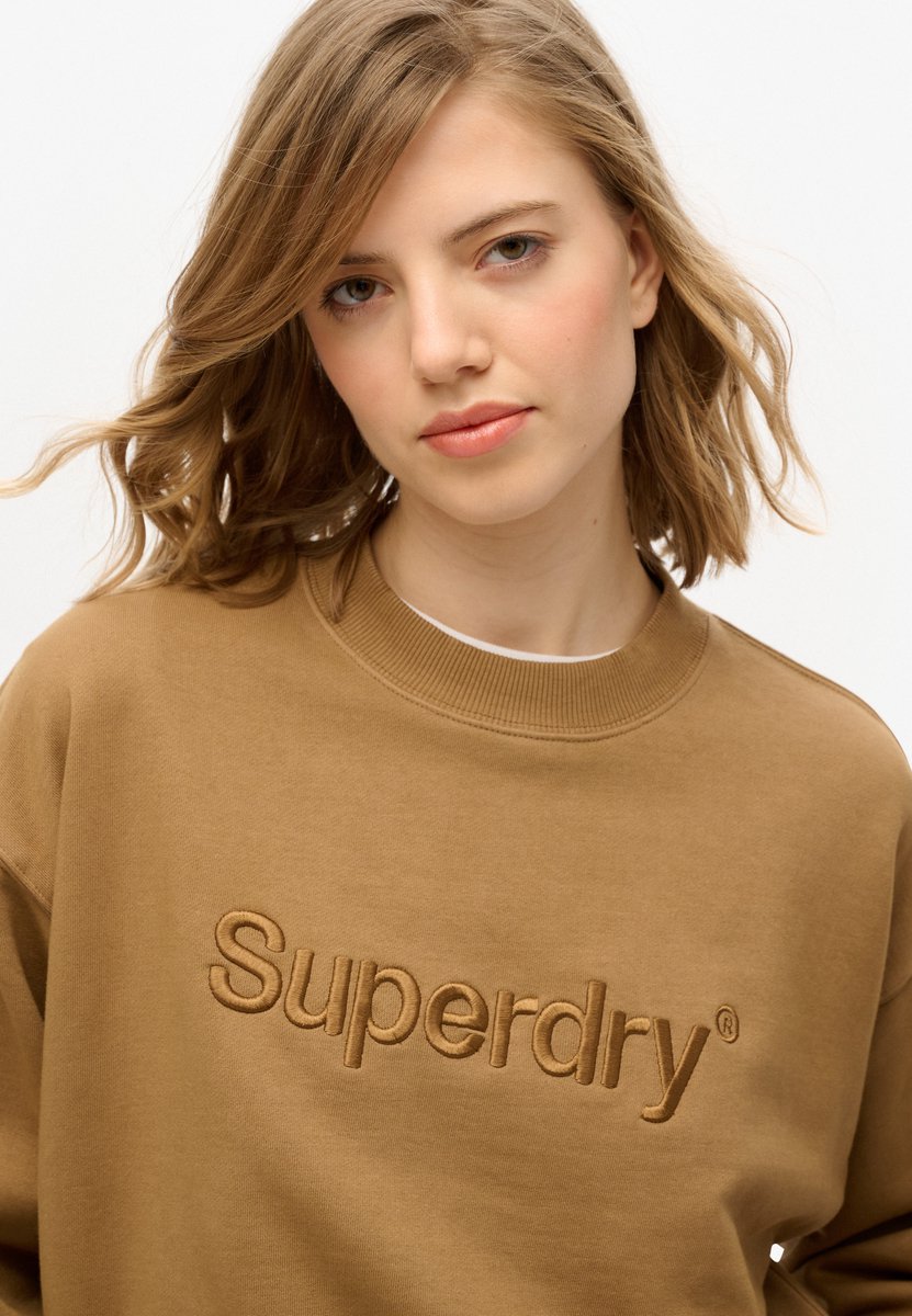 Superdry Losvallend sweatshirt met geborduurd Core-logo en ronde hals Dames Truien Beige