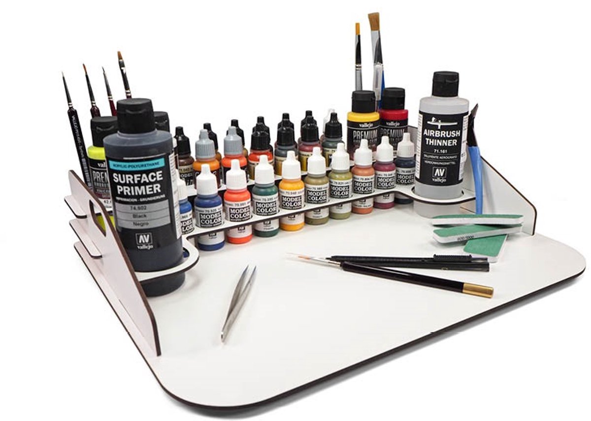 Vallejo Modelbouwdecoratie - 26011 Paint display + Work station - 40x30cm Verfrek