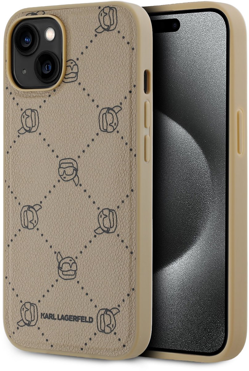 Karl Lagerfeld iPhone 14 & 13 Backcover hoesje Magsafe - Karl Heads - Beige