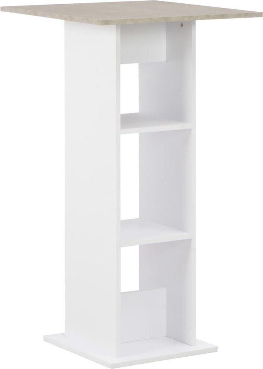 vidaXL Bartafel - 60x60x110 - cm - wit - en - betonkleurig Betongrijs