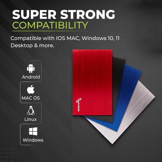 RFWR® Draagbare Externe Harde Schijf 1 TB - USB 2.0, Snelle Gegevensoverdracht, Compatibel met Laptop, PC, Mac van RFWR — afbeelding 3