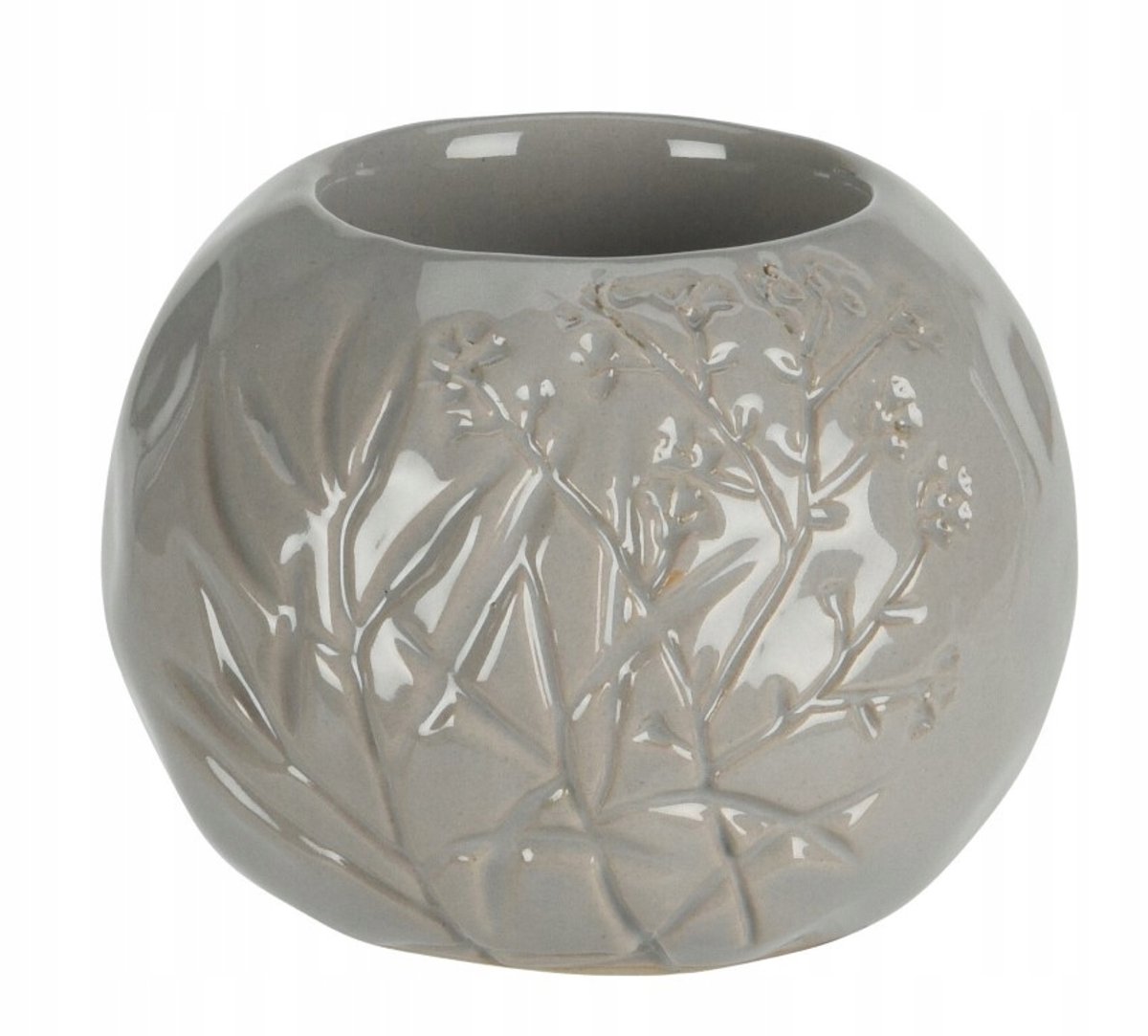 Koopman - Porseleinen Decoratieve Kandelaar - Grijs - 8,8x7,2 cm