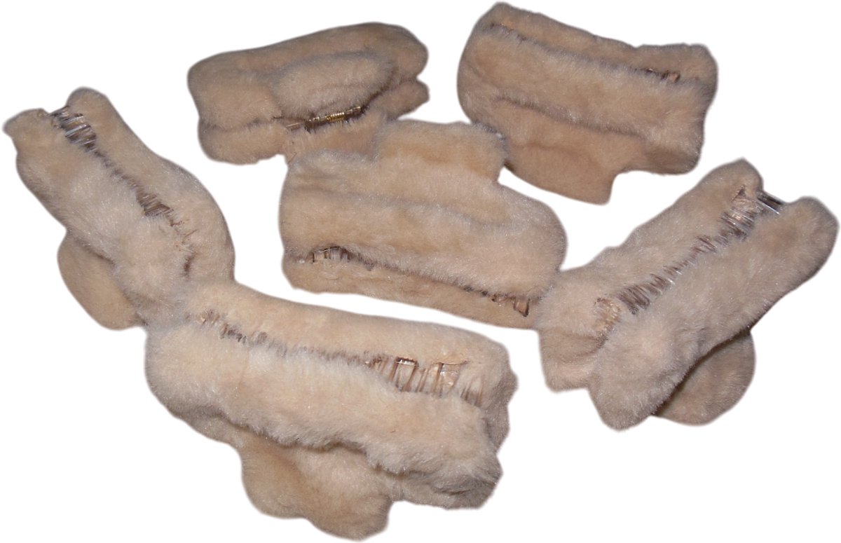 6 grote haarklemmen 10 cm rechthoekig fluffy beige
