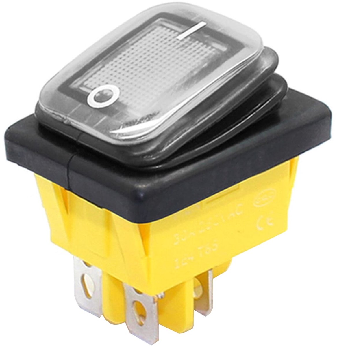 Orbit Electronic Wipschakelaar ON-OFF - 4-pins - 30x22mm - 30A 250V - Spat Waterdicht - KCD4-201-30 - Wit