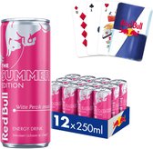 Red Bull Summer Edition Witte Perzik smaak - Energiedrank - Energy Drink - 12x250 ml (3000ml) + Red Bull Kaartspel