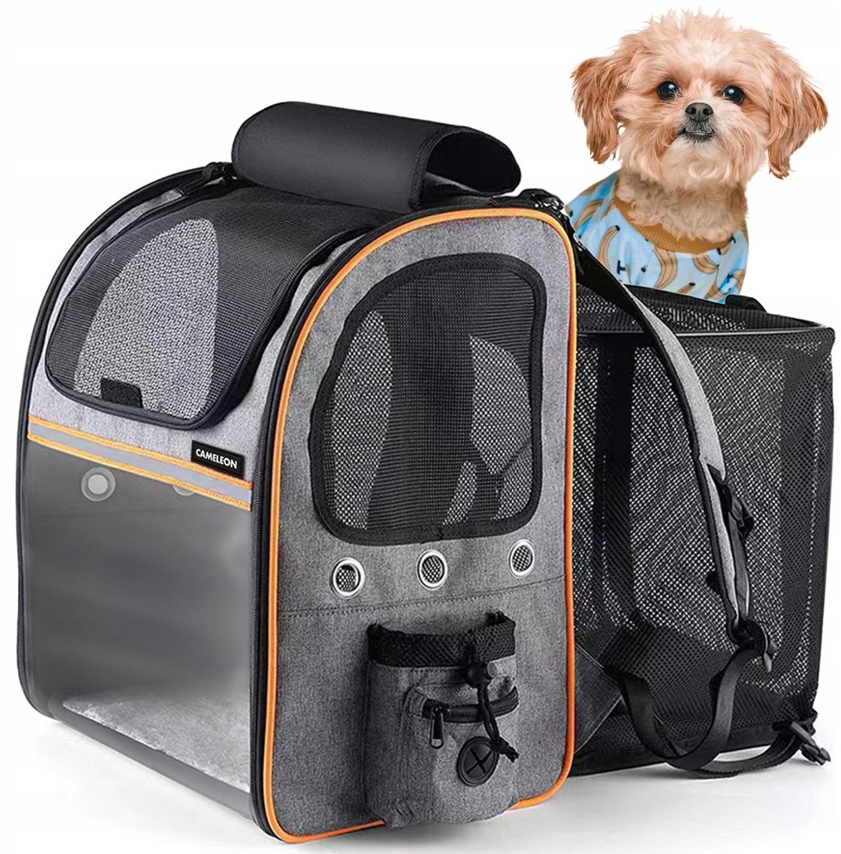 Renew Force Opvouwbare Huisdier-Rugzak 42 × 33 × 29 cm – Grijs geschikt voor luchtvaart • Uitklapbare achterzijde • Max. 8 kg