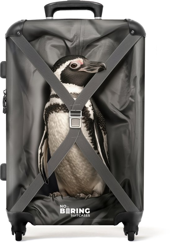 NoBoringSuitcases.com® - Grande valise - Valise trolley légère - Pingouin en voyage - Valise de vacances à 4 roues - Grande valise trolley XL - Valise de voyage grande taille - Bagage de 20 kg - Bagage de soute moyen avec serrure TSA