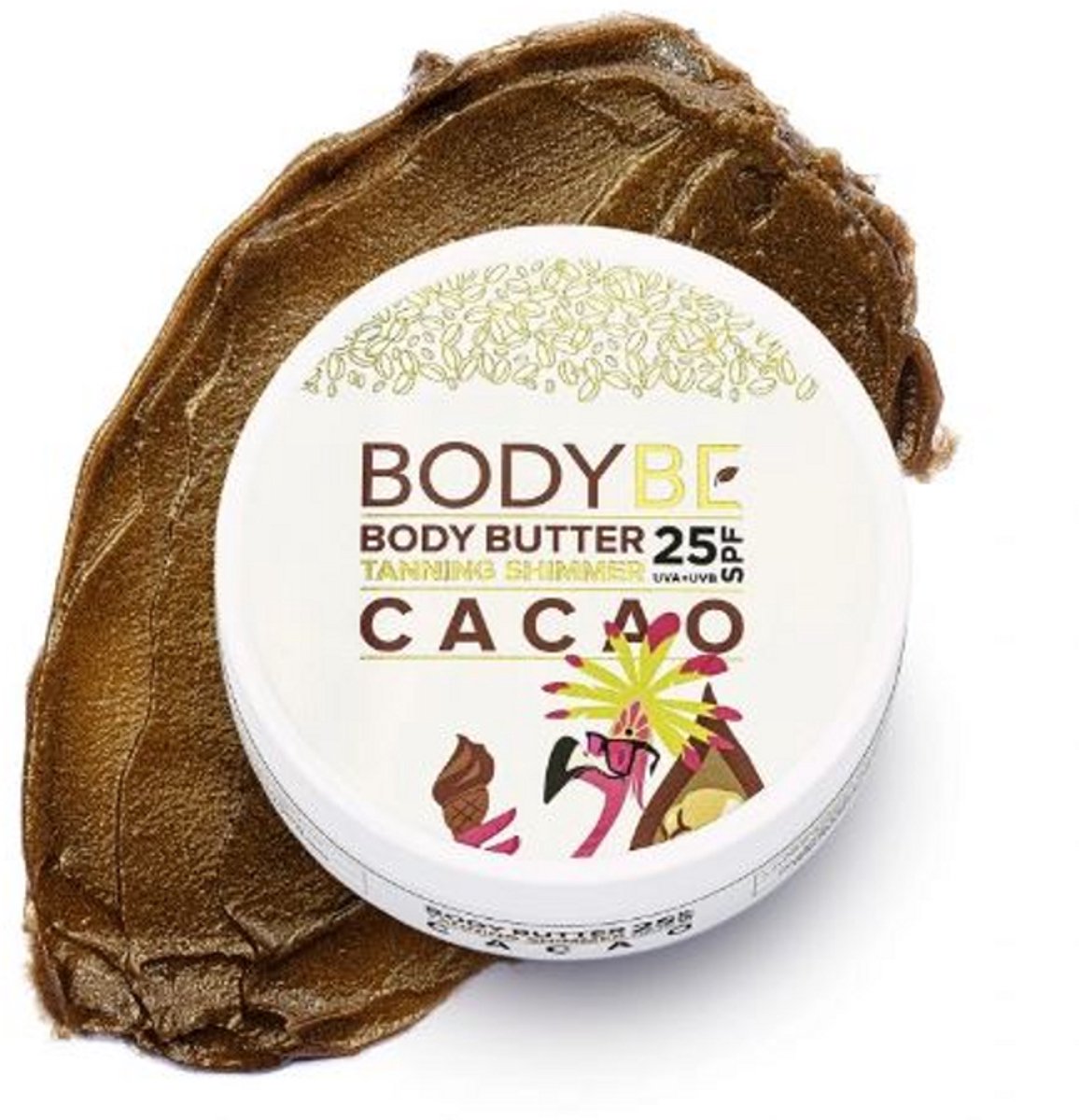 Premium-Body Butter SPF 25 met - Glinsterend Effect - met de verleidelijke Cacao geur - Zeer waterbestendig