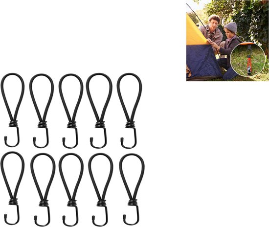 kleine bungee koorden met haken - Spanrubbers Elastieken - Tentspanner Spanelastiek - Korte bungee koorden voor outdoor en camping - Elastische koordbanden