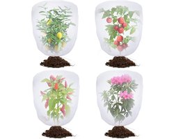 Vogelnetten voor tuinbescherming - 4-pack tuinnetten - ongediertewering - met trekkoord - 3,3 ft x 2,7 ft - vogelnet -tuin netten vogel - tuinplantennet - voor cicaden, groenten, blauwe bessenstruiken