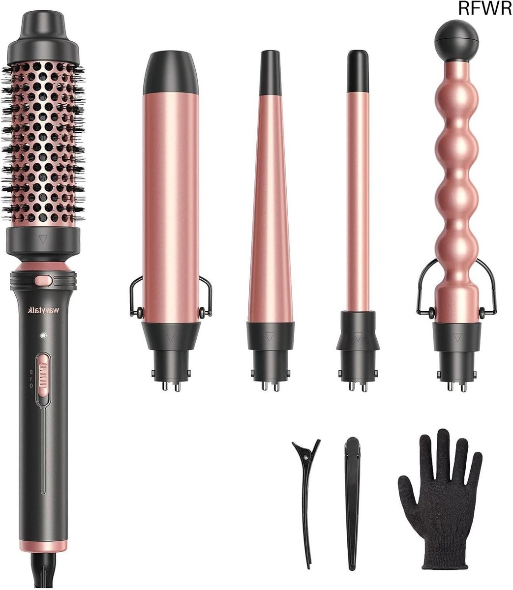 RFWR® 5-in-1 Krultangset met Verwisselbare Krulspelden en Hittebestendige Handschoen