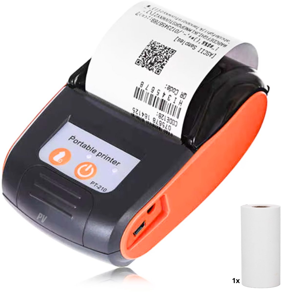 PureVolt Bonprinter - Oranje - Kassabonprinter - Kassabon - Kassa Printer - Bluetooth - Draagbare Bonprinter