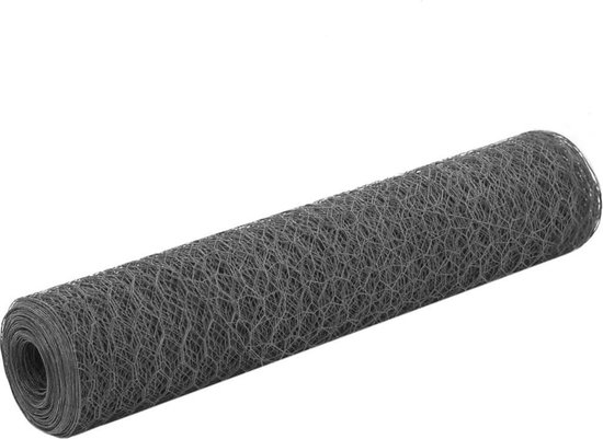 vidaXL Treillis métallique hexagonal 25x0,75 m acier avec revêtement PVC gris