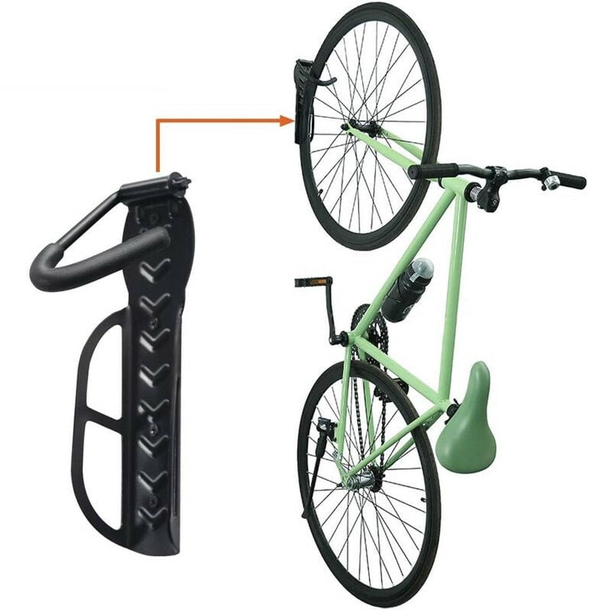 fietsenrek voor garage - Fietsenstandaard - Fietsreparatiestandaard - 1 fietsenrek voor garage - wandfietsenrek - Verticale Fietsenrek - Muurhanger - Ophang Haak - Belastbaar tot 30kg - Inclusief Schroeven - Zwart