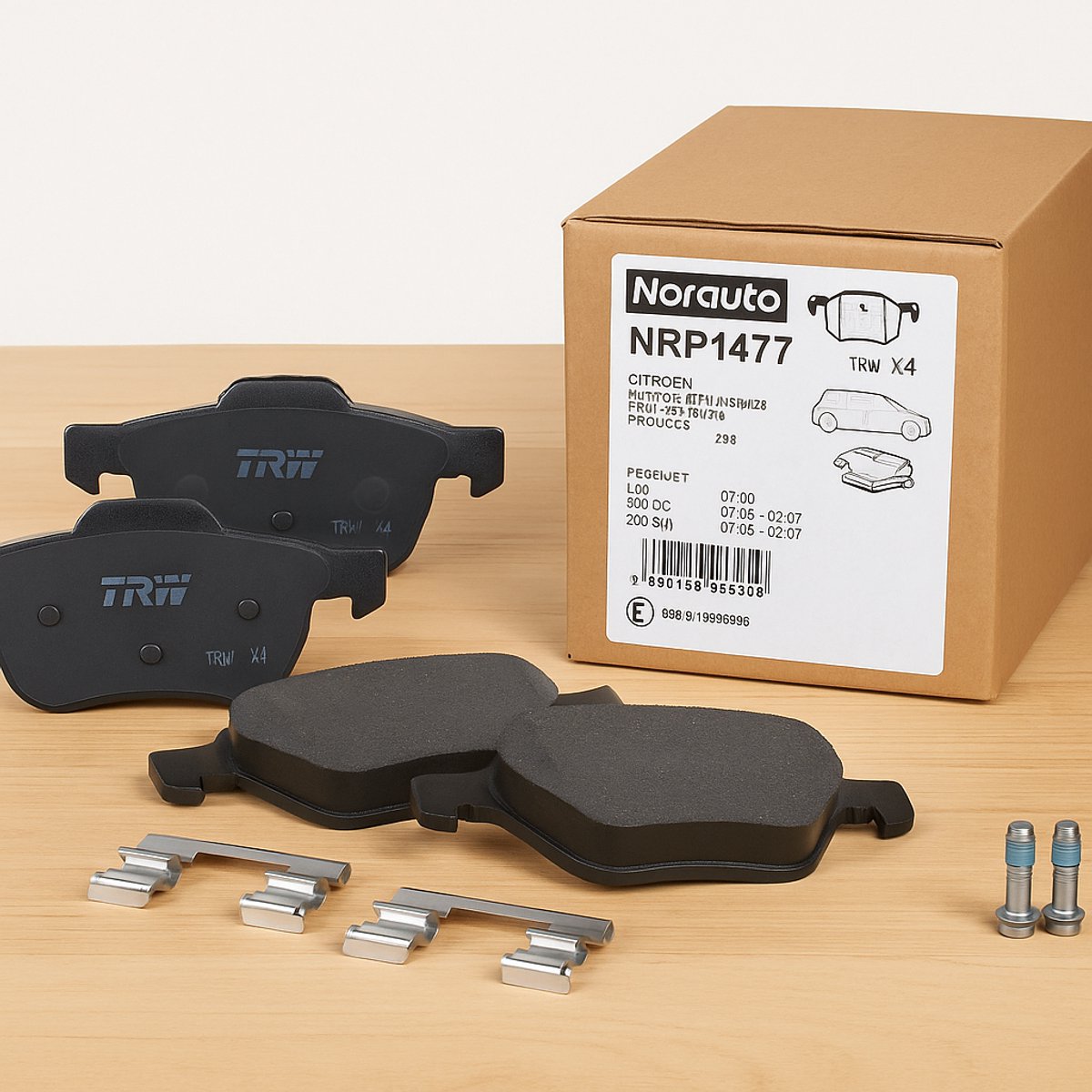 Norauto NRP1477 Remblokken Vooras – Peugeot 206 / Citroën Berlingo / Xsara Picasso – Set van 4 – TRW – R90-gecertificeerd