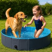 Hondenzwembad – Flamingo hondenzwembad – 80 x 20 cm – blauw/donkergrijs – opvouwbaar zwembad voor honden – Flamingo Splash