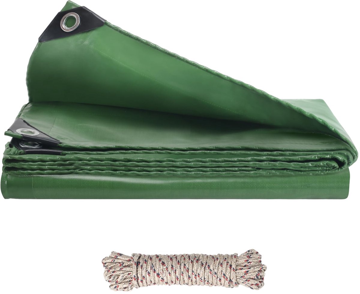 Ibenzoa® Waterdichte en UV-bestendige groene beschermhoes van 2x3 meter met stevig bevestigingskoord
