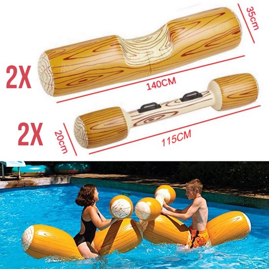 Jeu de piscine Opblaasbaar en forme de tronc d'arbre, 4 pièces - Jeu de piscine - Jouets de plage et de mer - Plaisirs aquatiques - Vacances - Jusqu'à 80 kg - 4 pièces