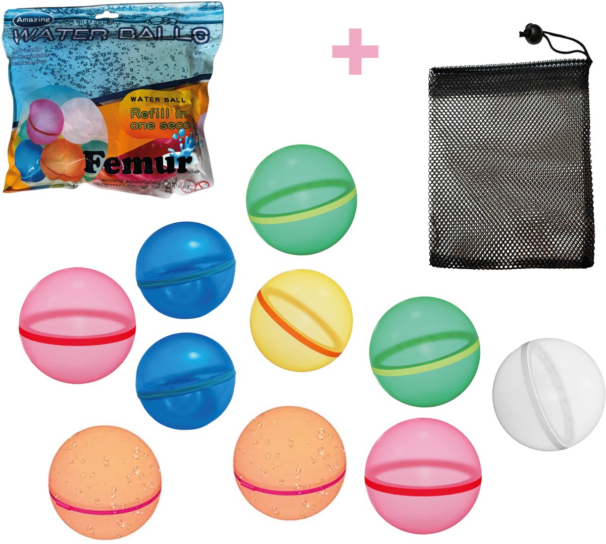 Femur - Waterballonnen - 10 STUKS - Waterspeelgoed - Waterballon - Opbergzakje - Ballon - Ballonnen - Waterbombs - Waterspeelgoed - Duurzaam - Hervulbaar - Milieuvriendelijk - TikTok