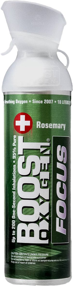 Boost Oxygen Large 9L - Focus - Rozemarijn - 95% Pure Zuurstof - Tot wel 200 inhalaties - Ademhalingsondersteuning voor sport herstel, hoogte, prestaties en gezondheid - Zuurstoffles 1x 9L