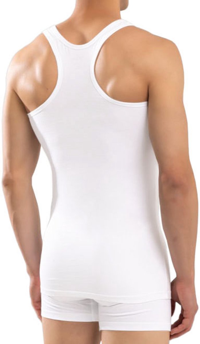 Calzera Premium Kwaliteit Halterhemden - Tanktop - Sporthemd heren - 100% Katoen - Wit - Maat S
