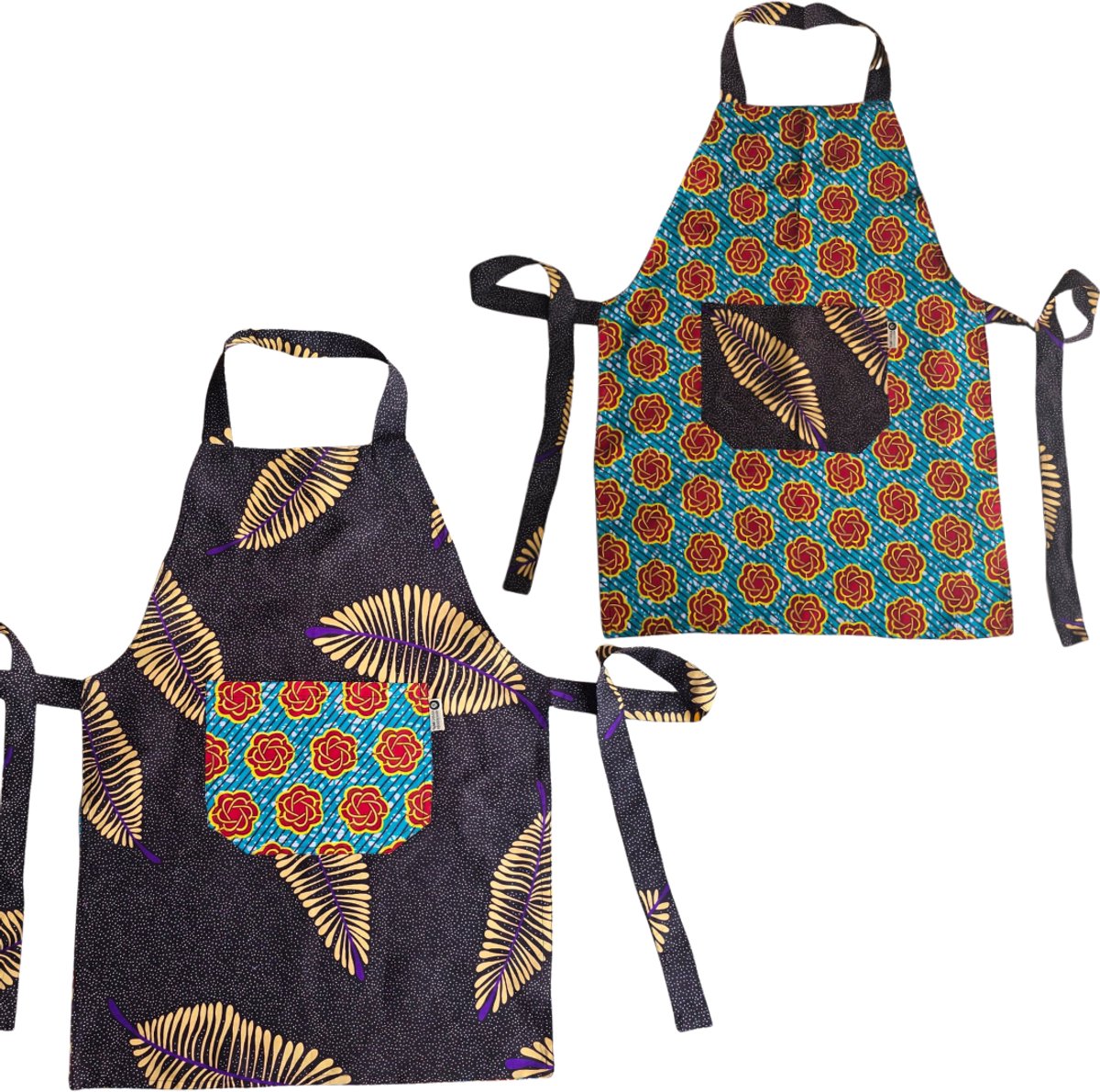 Dubbelzijdig kookschort | Perfect cadeau | Fairtrade | Keukenschort | Goed doel | Maame Tumi | Handgemaakt in Ghana | Kleurrijk keukenschort met dubbelzijdige print