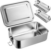 Boîte à bento en acier inoxydable - Boîte à lunch de 1400 ml avec 2 compartiments réglables | Étanche et compatible micro-ondes | Idéal pour le travail, École ou un pique-nique