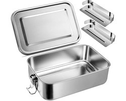 304 Roestvrijstalen Bento Box - 1400ml Lunchbox met Verstelbare Schotten | Wél 100% Lekdicht, Vries- & Vaatwasbestendig | Voor Werk, School, Picknick