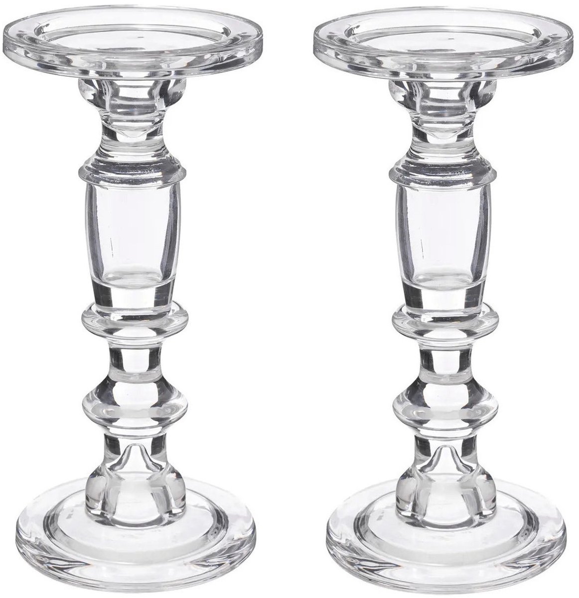 Atmosphera kaarsen kandelaar Decoglass - 2x - voor stompkaarsen - glas - transparant - 11 x 24 cm
