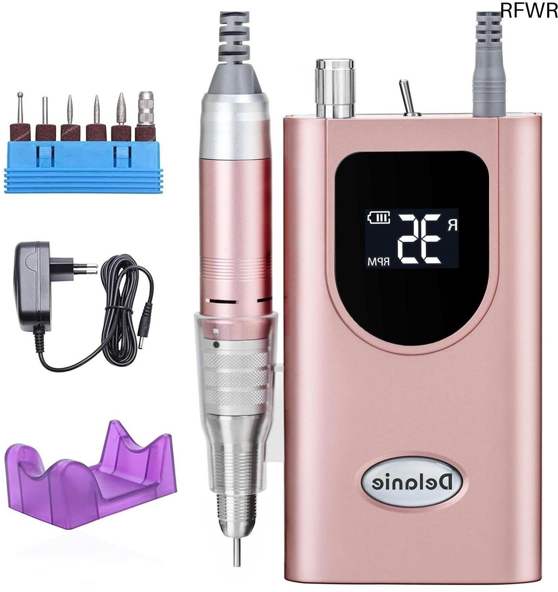 RFWR® Professionele Elektrische Nagelboor Set voor Manicure en Pedicure - Draagbaar, Oplaadbaar, met LED-Display