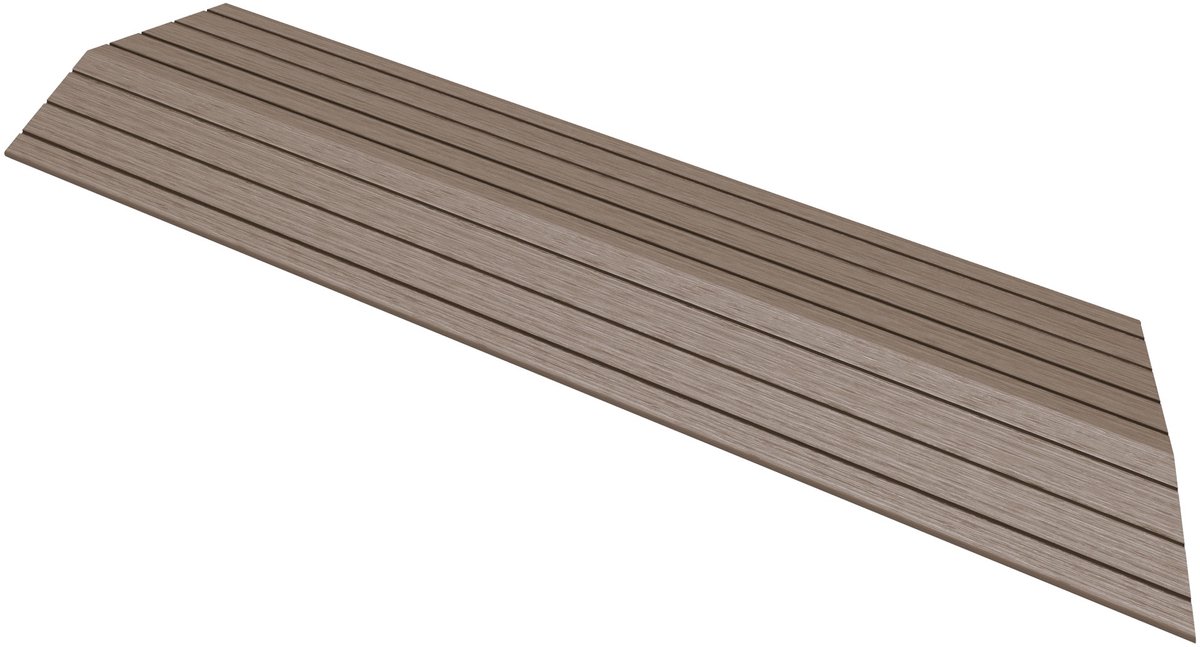 WPC randstrook 38x2x7,5 cm voor WPC vloertegel hoek rechts donkerbruin ML design