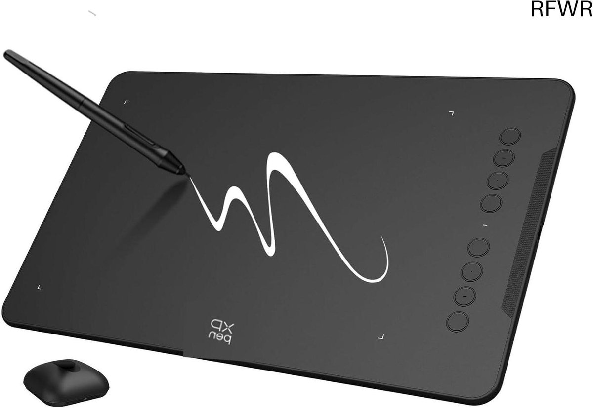 RFWR® Grafisch tablet zonder scherm - 10 inch tekentablet met 16.384 drukniveaus en aanpasbare sneltoetsen voor beginners