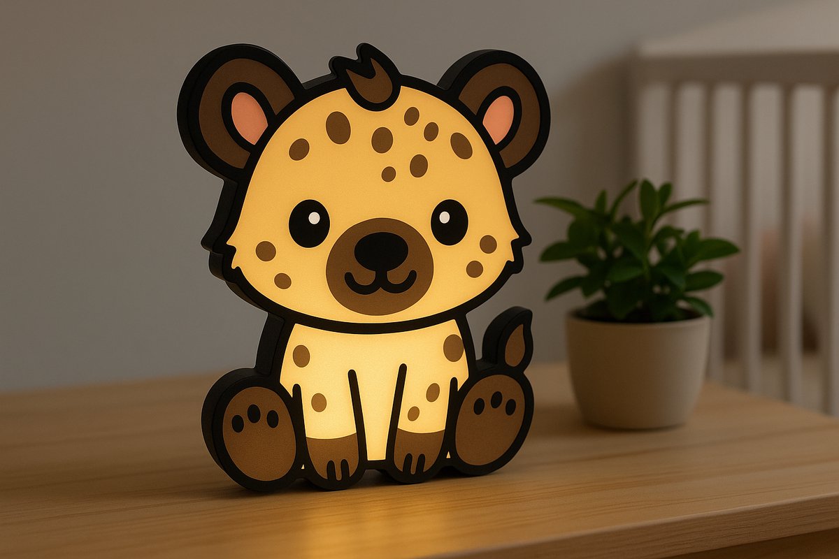 Cartoon Hyena Nachtlampje – 3D Lightbox Dierenlamp met USB – Schattige Sfeerlamp voor Kind