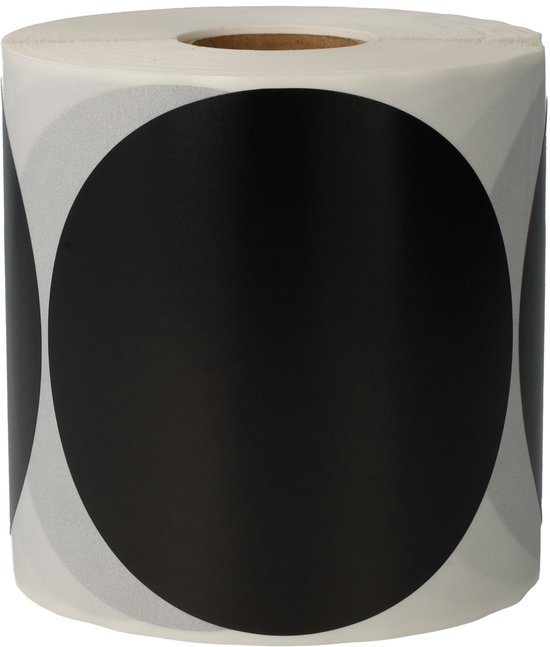 500 Etiketten Stickers Rond Zwart 80 mm op Rol Geklerud - Sluitzegels ...