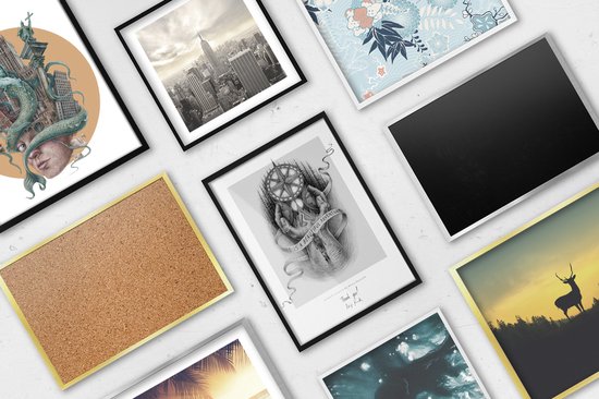 Cadre photo Tulup - Cadre interchangeable Zwart - Cadre pour affiche 60x80 cm - Cadre dessin enfant - Cadre photo mural + Poster crayonné « Aventure » ​​offert