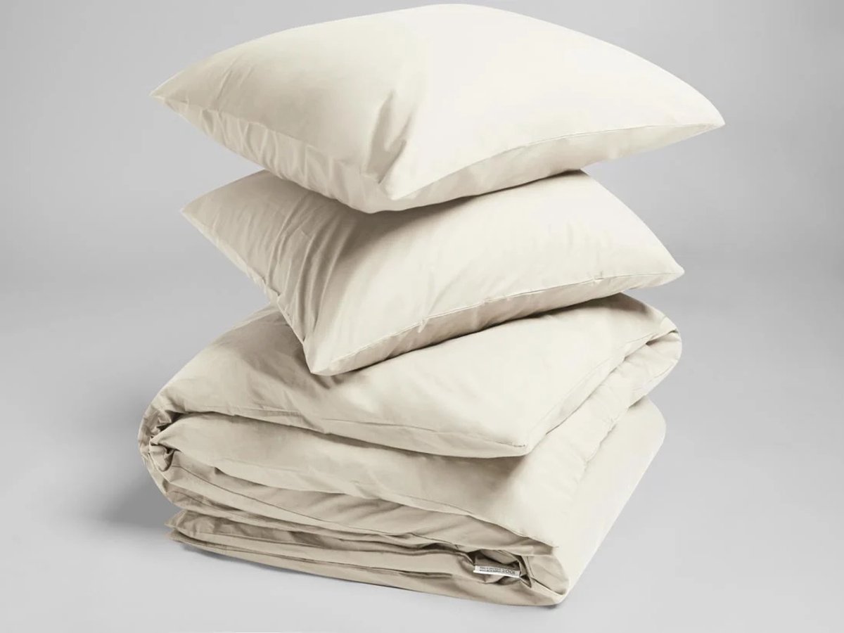 Yumeko dekbedovertrek percal katoen wit zand 200x200 + 2/60x70 - Bio, eco & fairtrade