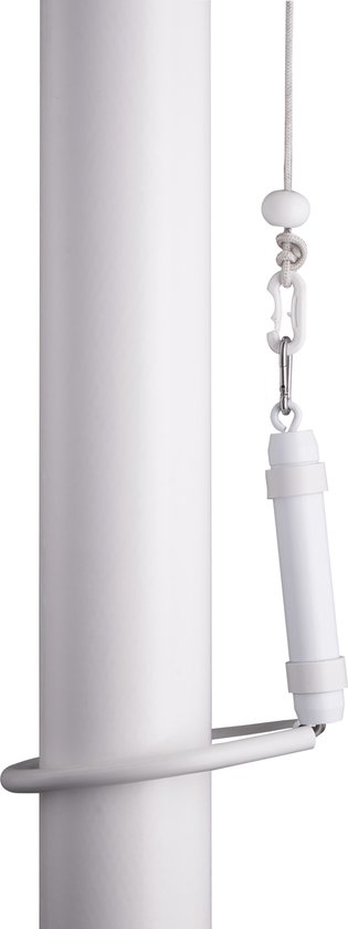 Witte beugel met touwtje en clip voor vlaggenmast
