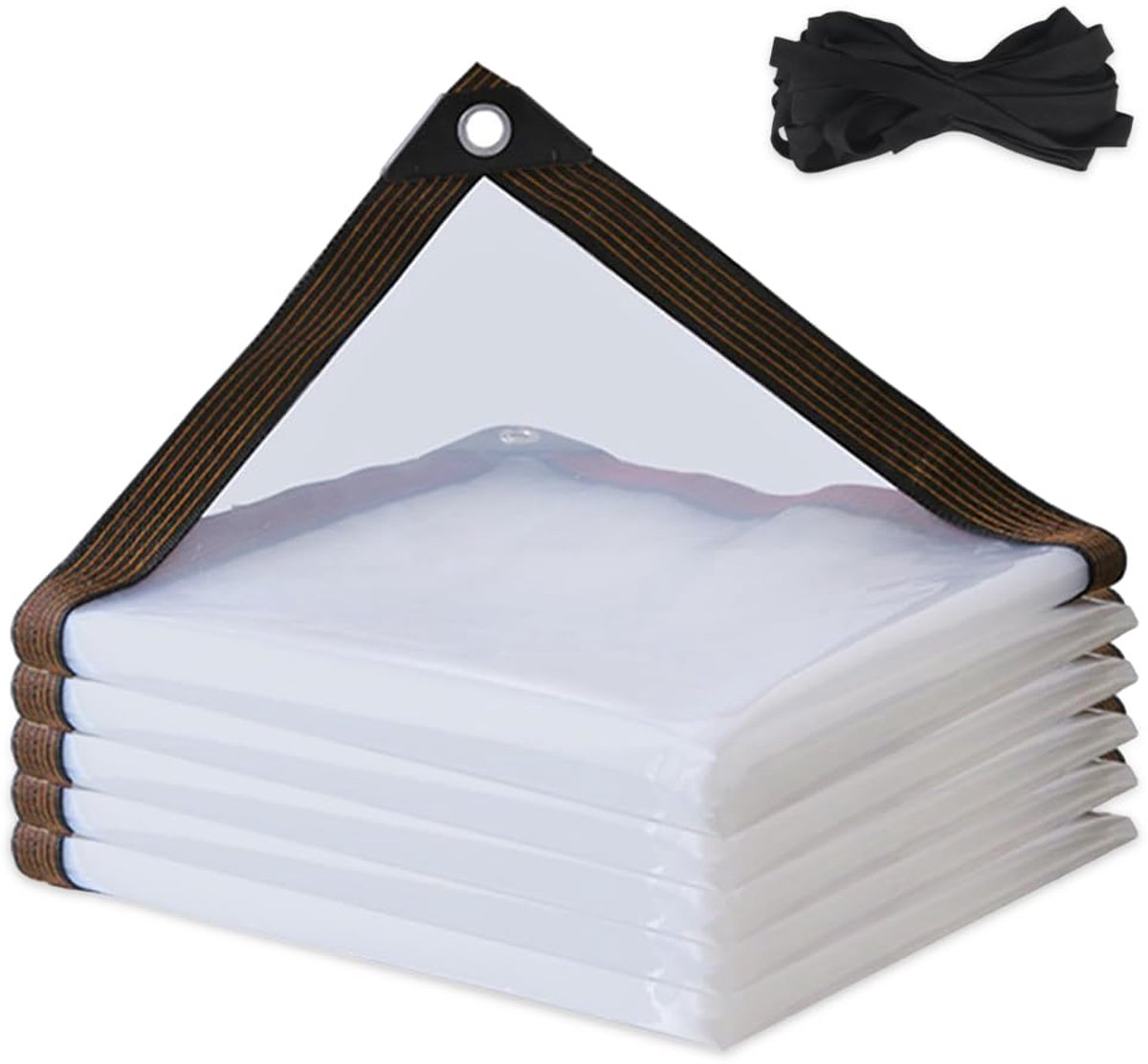Ibenzoa® Transparante Waterdichte PVC Dekzeil van 1x2m met Spanners en Bindtouw voor Meervoudig Gebruik