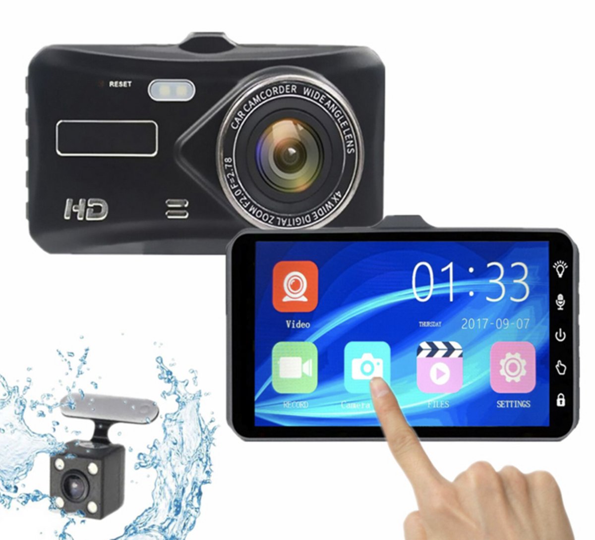Dashcam voor Auto - 4K M11 Pro Dual Camera – 4 inch Touchscreen – Dashboardcamera – Full HD 1080p – 170° Wijdhoeklens – Nachtvisie – Bewegingssensor – G-sensor – Autocamera Voor én Achter – foto 4