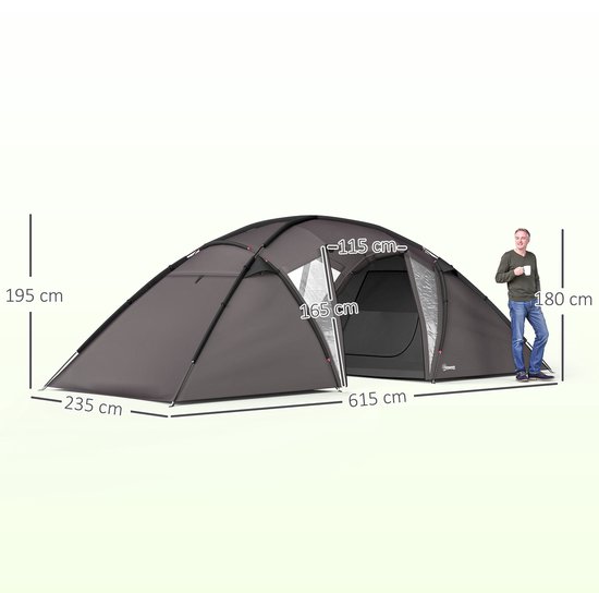 Outsunny-Kampeertent-Polyester-615x235x195cm-Zwart van Outsunny — afbeelding 3