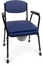 Parvum Stabil Toiletstoel - Met comfortabele zitting & emmer met deksel - In hoogte verstelbare postoel - WC stoel - Commode stoel - Blauw