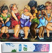 F4B Diamond Painting Dikke Dames Wachten in de Rij – 40x50 cm – Vierkante Steentjes