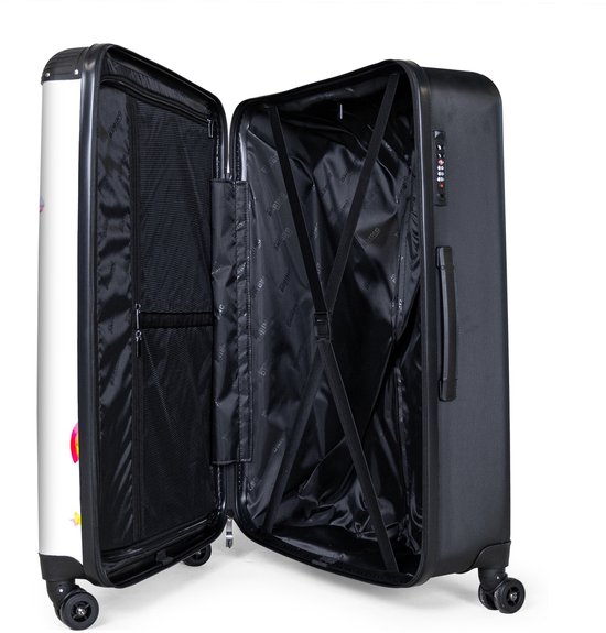 NoBoringSuitcases.com® - Grande valise - Valise légère - Unicorn - Arc-en-ciel - Montgolfière - Étoiles - Rose - Meiden - Valise 4 roues - Grand trolley XL - 98 litres de bagages
