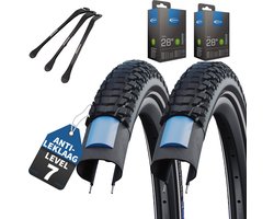 Schwalbe fietsband Marathon Plus Tour 2022 Smart Guard 28 x1,40 inch buitenband (37-622) + AV Auto ventiel binnenband + MSZweirad bandenlichters