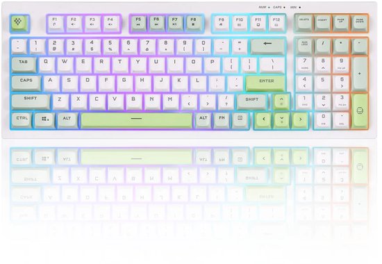 Yunzii - D98 - Membraan Toetsenbord - 98% - Qwerty - Gaming Keyboard - RGB Lichten - Stil - Wit/Groen