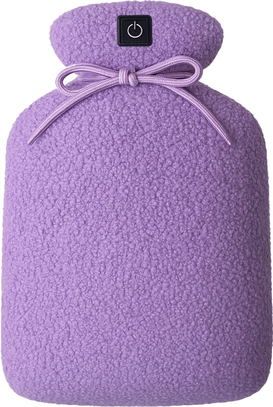 Warmpi® Buddy Paars – Draadloze Elektrische Warmtekruik incl Powerbank(10.000mah) – Oplaadbaar Warmtekussen van Zachte Teddystof – 2 zijdige Infrarood warmte tot 65°C – 3 standen – Tot 9 Uur Warmte – Nekverwarmer – Veilig – Wasbare Hoes - Baby Kruik