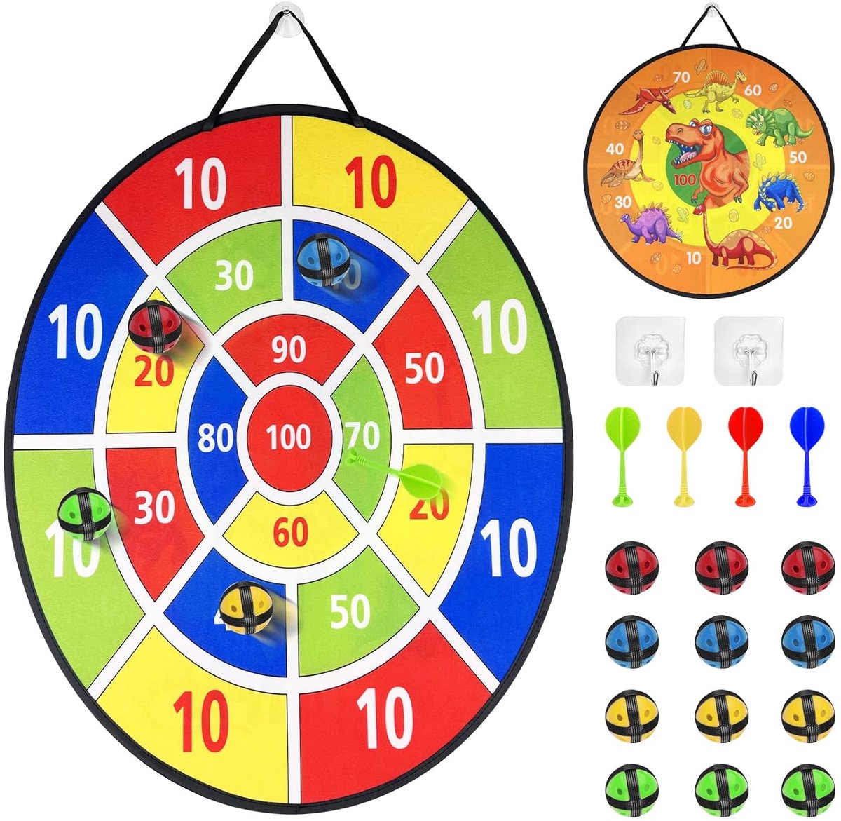 Dubbelzijdig Dartspel voor Kinderen - Leuk Speelgoed voor Binnen en Buiten - 12 Ballen en 4 Pijlen