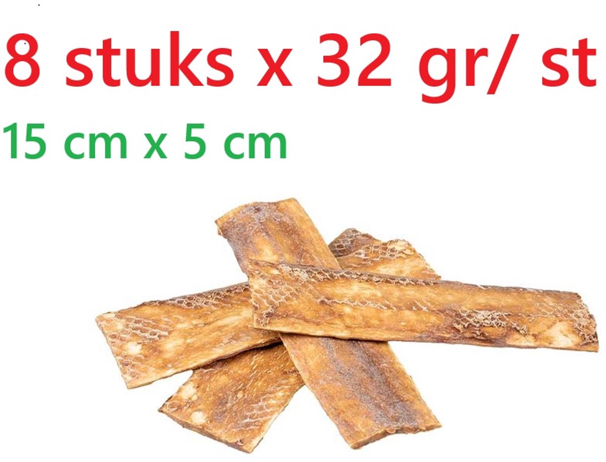 Duvoplus - chew!! - collageen strip beef - L 15 cm x circa 5 cm - 32gr/st -8 stuks = 256 gram - - licht verteerbaar - tandverzorgend